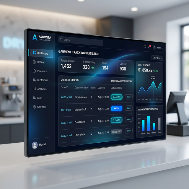 CleanPos Dry Cleaning Dashboard
