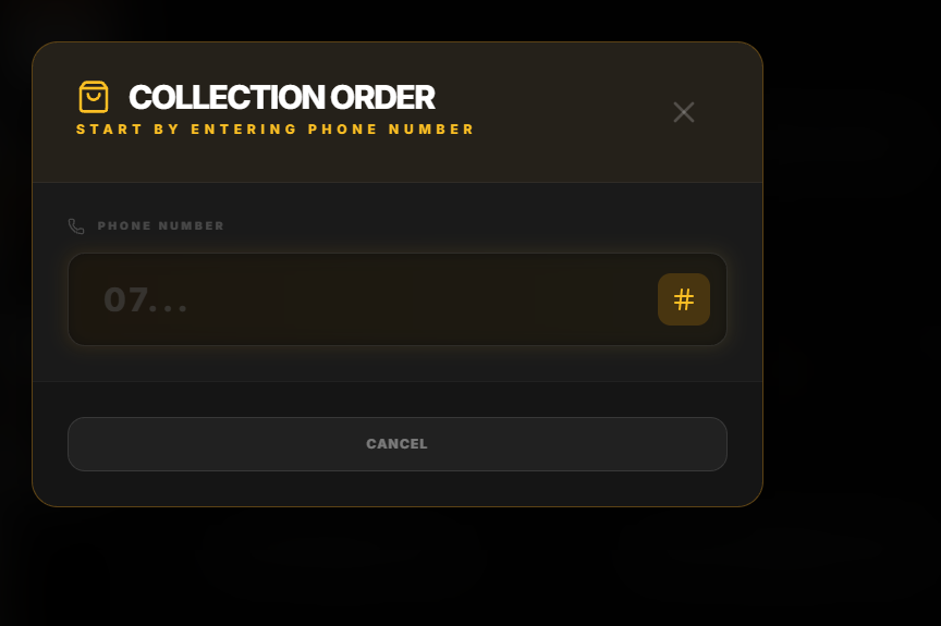 Adding a collection order in the Posso One EPOS system for a UK takeaway